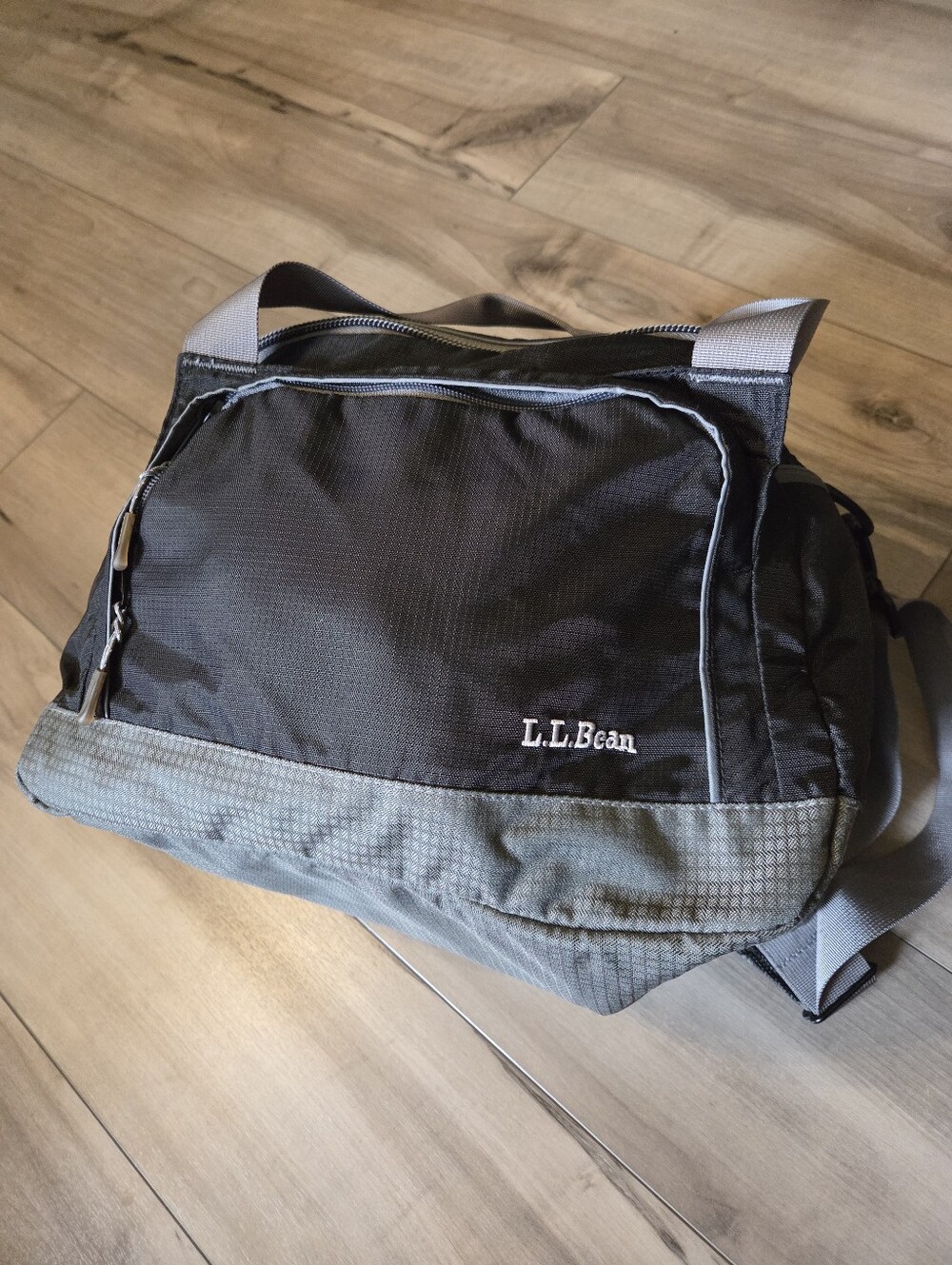 L.L. Bean Black and Gray Crossbody Messenger Bag